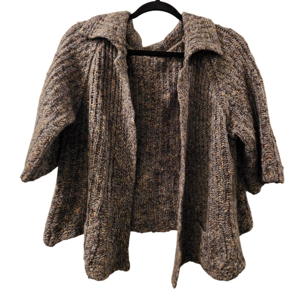 St. Ambecco Wool Blend Brown Speckled Cardigan Size M Made in Italy GrandmaCore